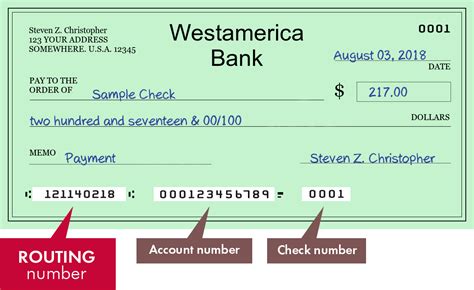 Box 1200, Suisun City, CA 94585-1200 or visiting one of our branches. . Westamerica bank routing number